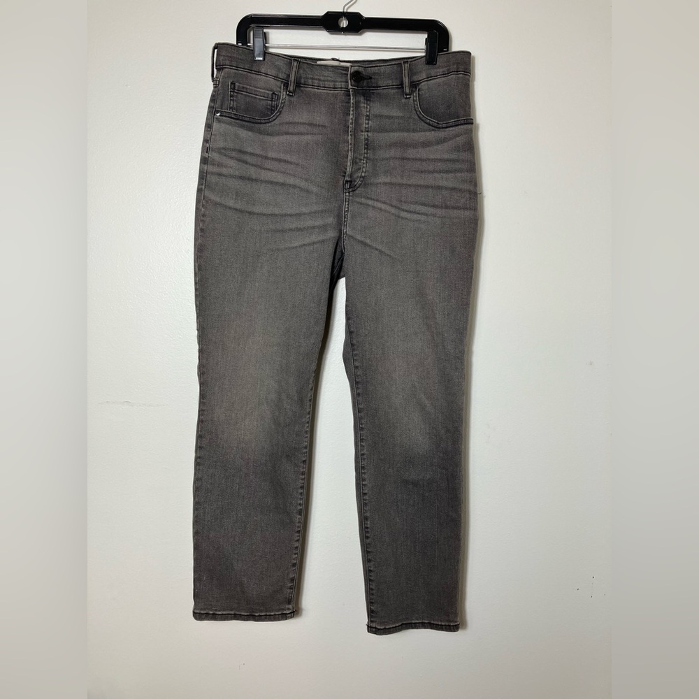 Everlane High-Rise Slim Straight Ankle Jeans Button Fly Black Wash Sz 33 Classic